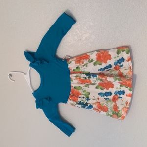 Xs floral print dress with waist loops for belt with ruffle shoulder